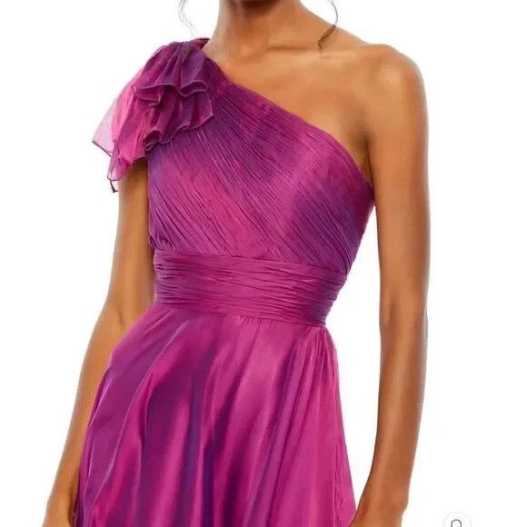 Mac Duggal High Neck Maxi Gown Dress Chiffon Raspberry Pink Sz 14 NWT - Picture 2 of 9